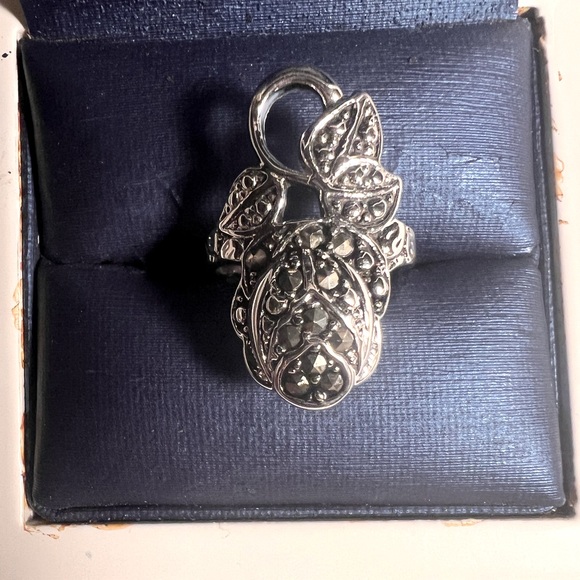 Sale Vintage Marchasite Leafy Style Ring - Picture 6 of 8